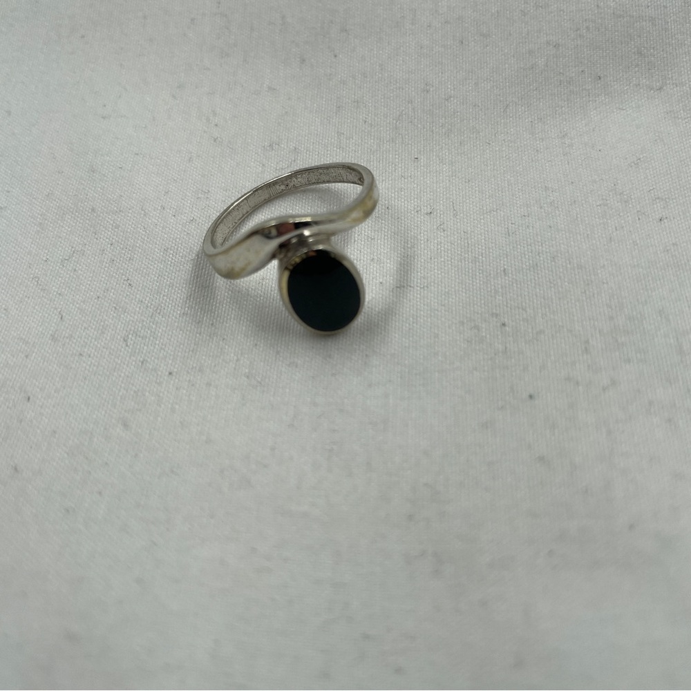 Vintage Black Onyx Stone Silver Ring